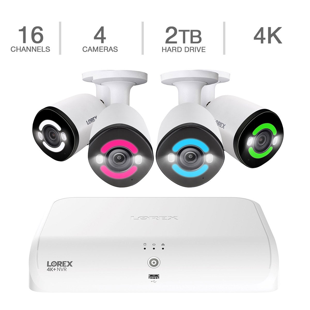Lorex 4K Ultra HD 16-Channel 2TB Wired NVR System with 4 IP Cameras