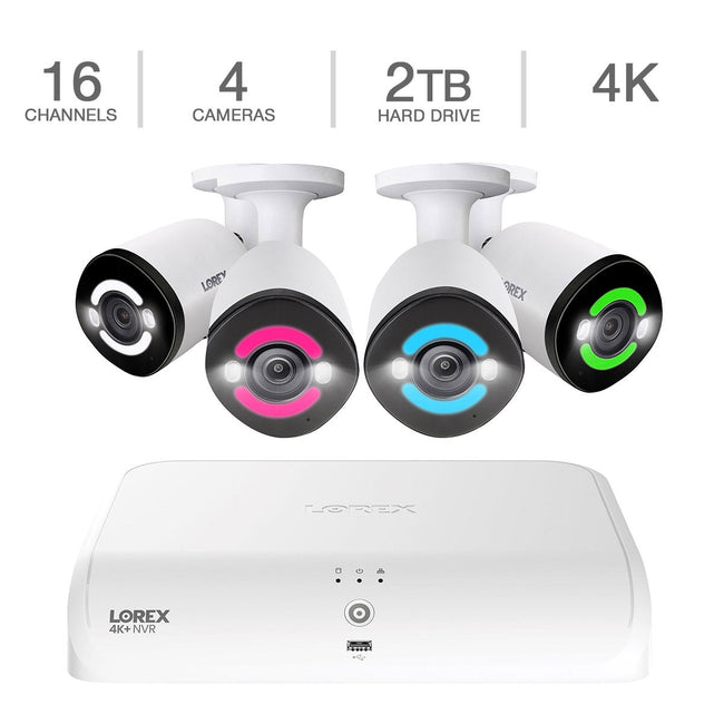 Lorex 4K Ultra HD 16-Channel 2TB Wired NVR System with 4 IP Cameras