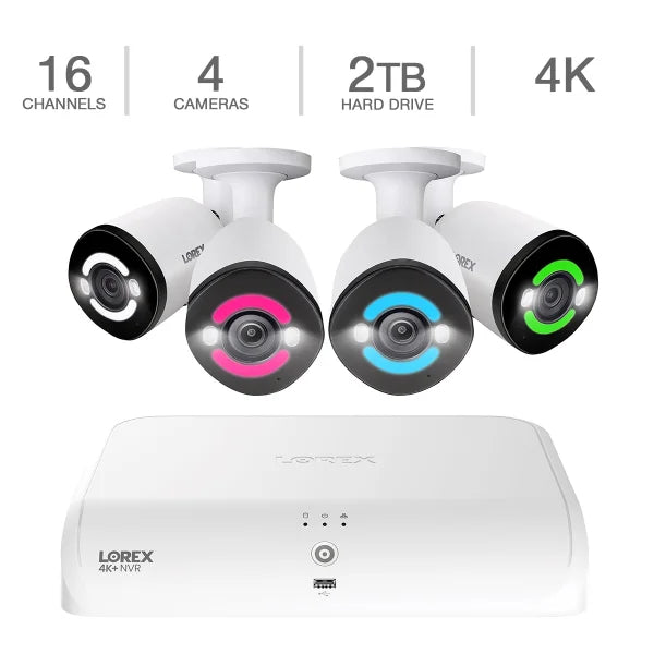 Lorex 4K Ultra HD 16-Channel 2TB Wired NVR System with 4 IP Cameras