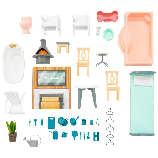 Secret Reveal Wooden Mansion Dollhouse with Lights, Sounds and 47 Accessories