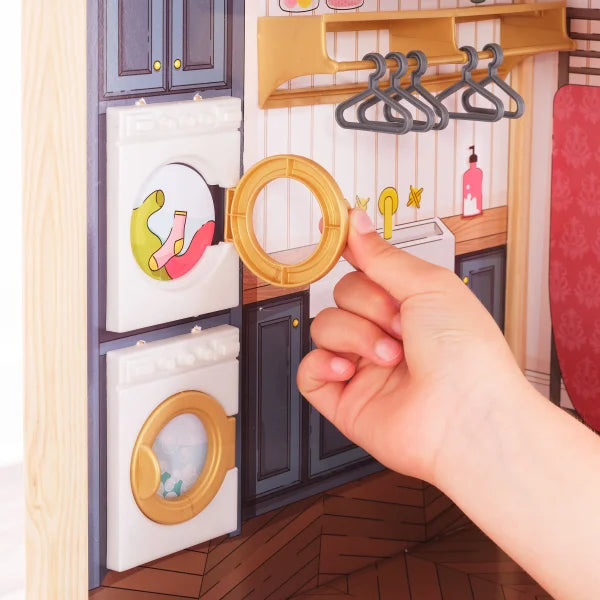 Secret Reveal Wooden Mansion Dollhouse with Lights, Sounds and 47 Accessories