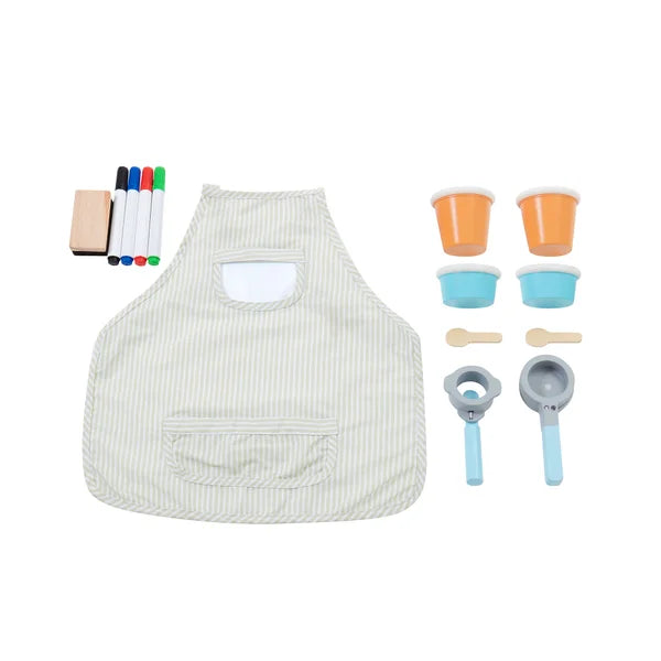 Wooden Ice Cream Cart Playset on Wheels