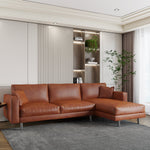 Jude Tan 2-piece Top-grain Leather Sofa with Right-hand Facing Chaise, Cognac