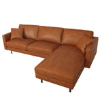 Jude Tan 2-piece Top-grain Leather Sofa with Right-hand Facing Chaise, Cognac