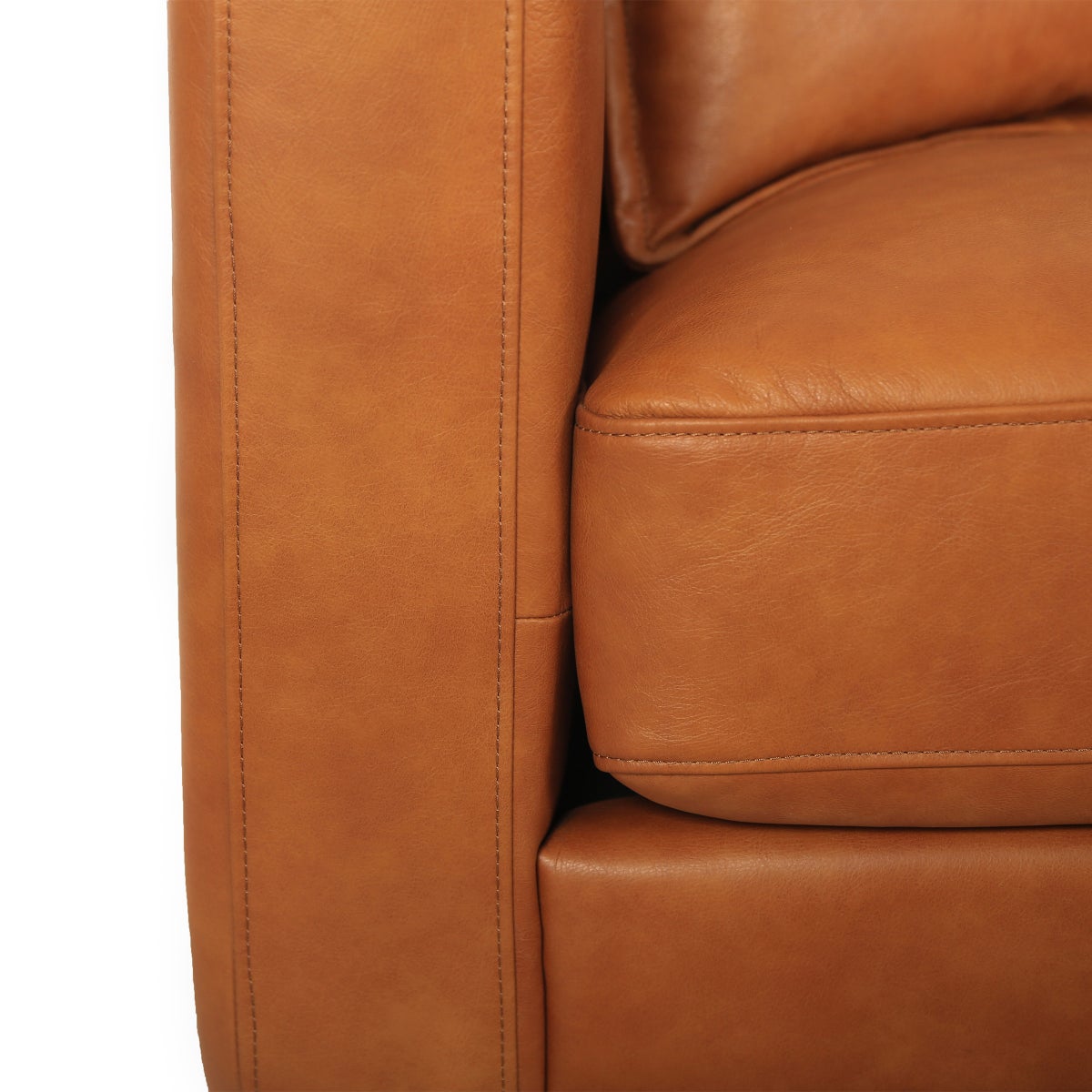 Jude Tan 2-piece Top-grain Leather Sofa with Right-hand Facing Chaise, Cognac