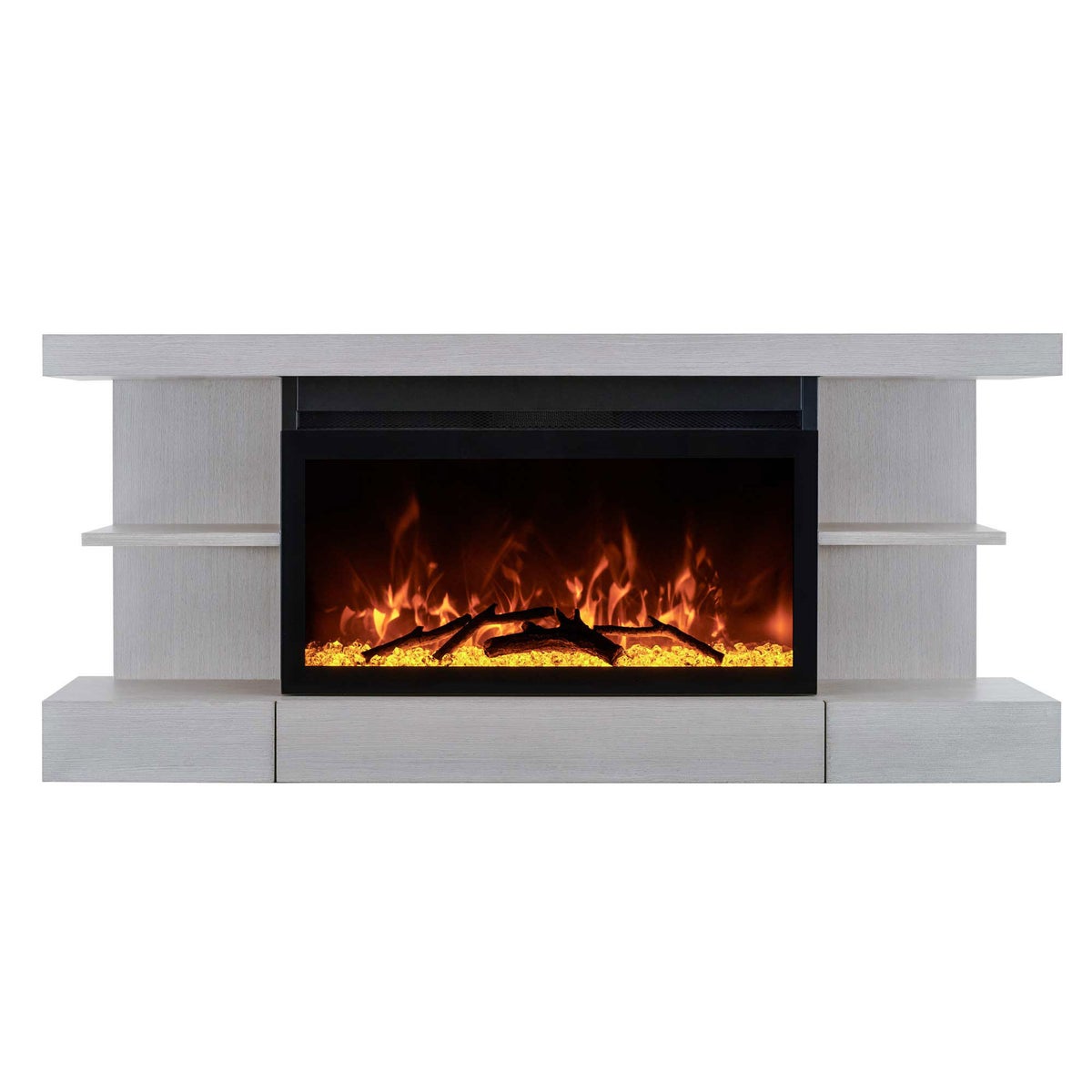 ActiveFlame Home Décor Series Fireplace with Floating Mantel Shelf, Classic Grey Wood Finish