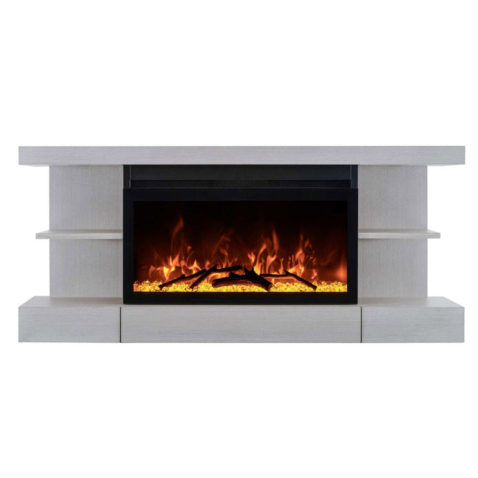 ActiveFlame Home Décor Series Fireplace with Floating Mantel Shelf, Classic Grey Wood Finish