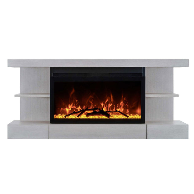 ActiveFlame Home Décor Series Fireplace with Floating Mantel Shelf, Classic Grey Wood Finish
