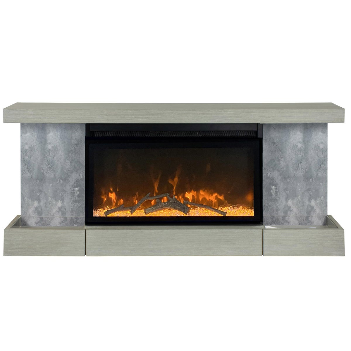 ActiveFlame Home Décor Series Fireplace Floating Mantel Shelf with Lighting, Urban Cement Finish