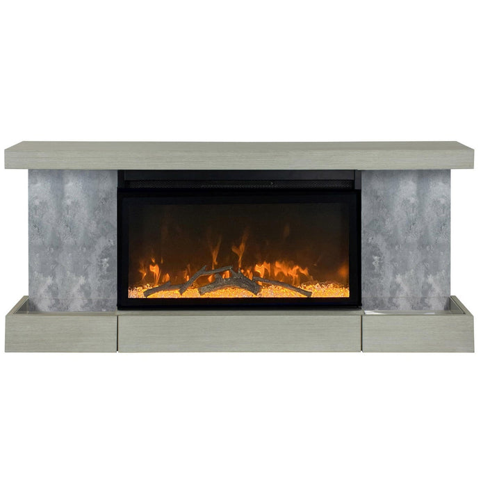 ActiveFlame Home Décor Series Fireplace Floating Mantel Shelf with Lighting, Urban Cement Finish