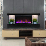 ActiveFlame Home Décor Series Fireplace Floating Mantel Shelf with Lighting, Hexagon Tile Finish