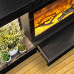 ActiveFlame Home Décor Series Fireplace Floating Mantel Shelf with Lighting, Hexagon Tile Finish