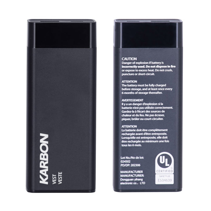 Lithium-Ion Replacement Battery Set for Karbon Heated Vest