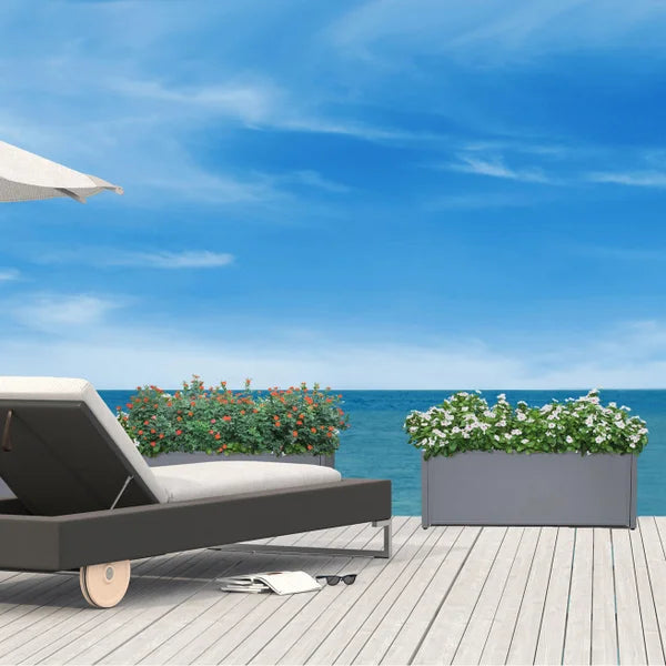 Grapevine Commercial-Grade Aluminum Rectangular Outdoor Planter