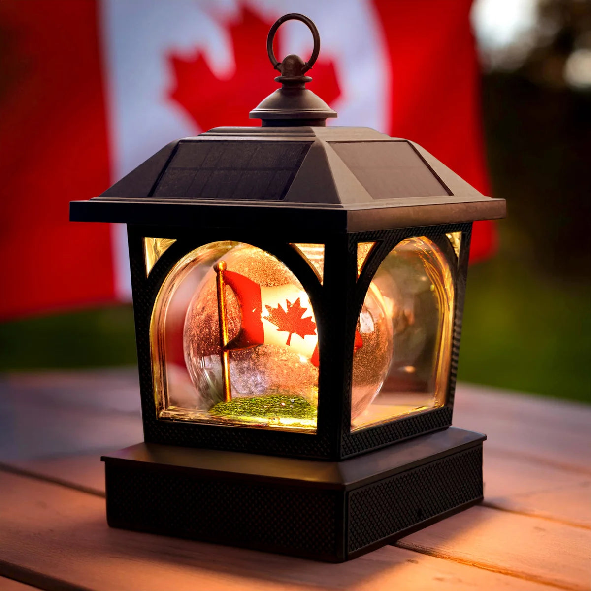 Classy Caps Solar Canadian Patriot Table Lantern/Post Cap