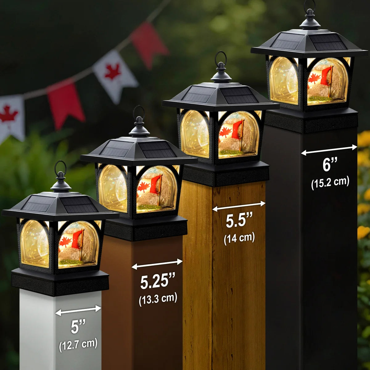 Classy Caps Solar Canadian Patriot Table Lantern/Post Cap