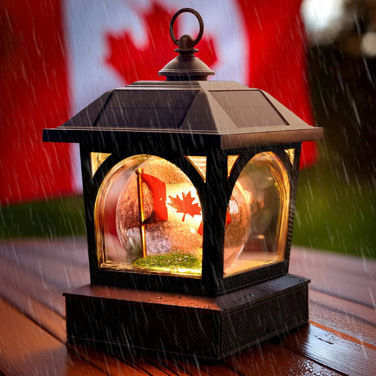 Classy Caps Solar Canadian Patriot Table Lantern/Post Cap