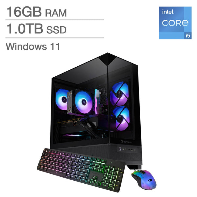 iBUYPOWER Gaming Desktop; Intel Core i5 14400F – 16GB RAM, 1TB SSD - 8GB NVIDIA GeForce RTX 5060