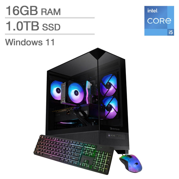 iBUYPOWER Gaming Desktop; Intel Core i5 14400F – 16GB RAM, 1TB SSD - 8GB NVIDIA GeForce RTX 5060