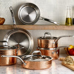 Lagostina Martellata Copper 3-Ply Cookware Set, 11-pieces