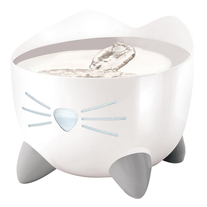 Catit Pixi Fountain with Stainless Steel Top and Catit Pixi Dish, White with 6 Filters