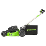Greenworks 80V 22" Dual Blade Self-Propelled Lawn Mower, (2) 4Ah Batteries, 4A Charger Included