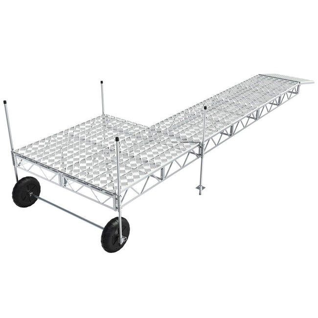 Multinautic QP-320 P-Shape 7.31 m (24 ft.) Long Aluminium Truss Frame Roll-In Dock Kit with Polymer Decking and Ramp