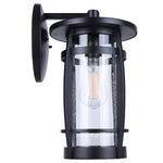 Canarm Wolcott Black Outdoor Wall Light with Seeded Glass Shade