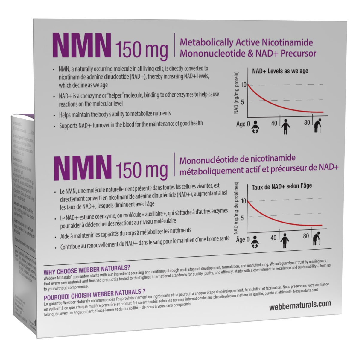 webber naturals NMN (nicotinamide mononucleotide) 150 mg, 100 Vegetarian Capsules