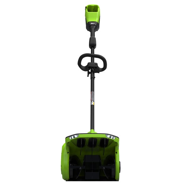 Greenworks 80V 12" Brushless Snow Shovel with Directional Vanes and Mounting Ring Desgin, 2.0Ah Battery, Charger and Shoulder Strap Included