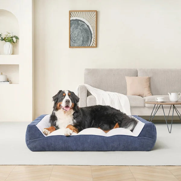 Rectangular Bolster 46" x 36" Pet Bed, Navy