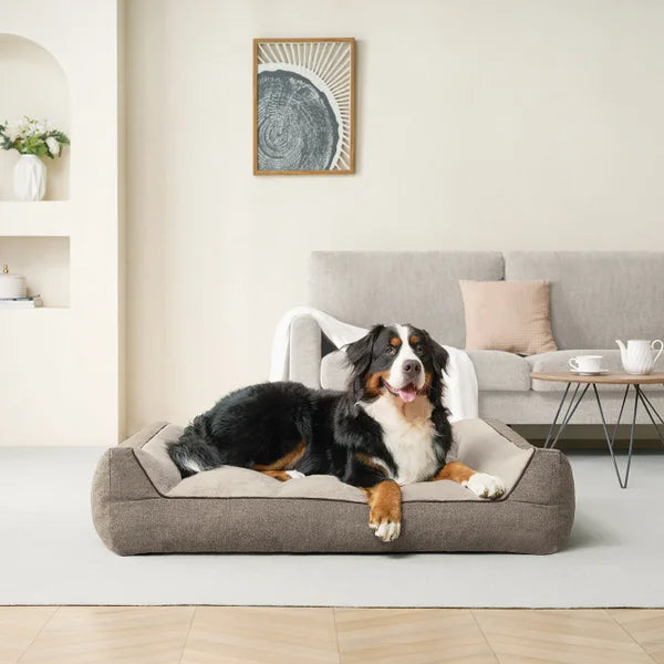 Rectangular Bolster 46" x 36" Pet Bed, Honey Brown