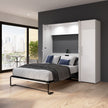 Bestar Avalon 2-piece Double Wall Bed with One Storage Closet, High Gloss White