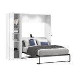 Bestar Avalon 2-piece Double Wall Bed with One Storage Closet, High Gloss White