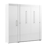 Bestar Avalon 2-piece Double Wall Bed with One Storage Closet, High Gloss White