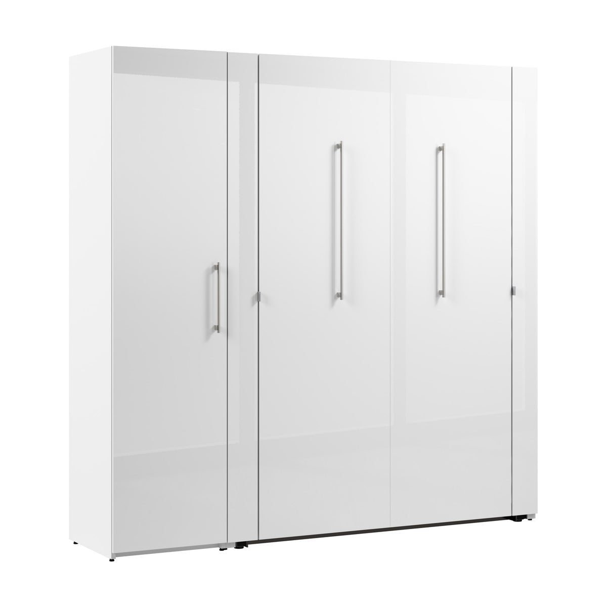 Bestar Avalon 2-piece Double Wall Bed with One Storage Closet, High Gloss White