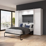 Bestar Avalon Double Wall Bed with 2 Storage Cabinets, White High Gloss finish