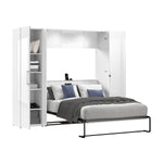 Bestar Avalon Double Wall Bed with 2 Storage Cabinets, White High Gloss finish