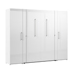 Bestar Avalon Double Wall Bed with 2 Storage Cabinets, White High Gloss finish