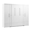 Bestar Avalon Double Wall Bed with 2 Storage Cabinets, White High Gloss finish
