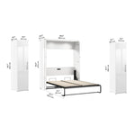 Bestar Avalon Queen Wall Bed with 2 Storage Cabinets, White High Gloss finish