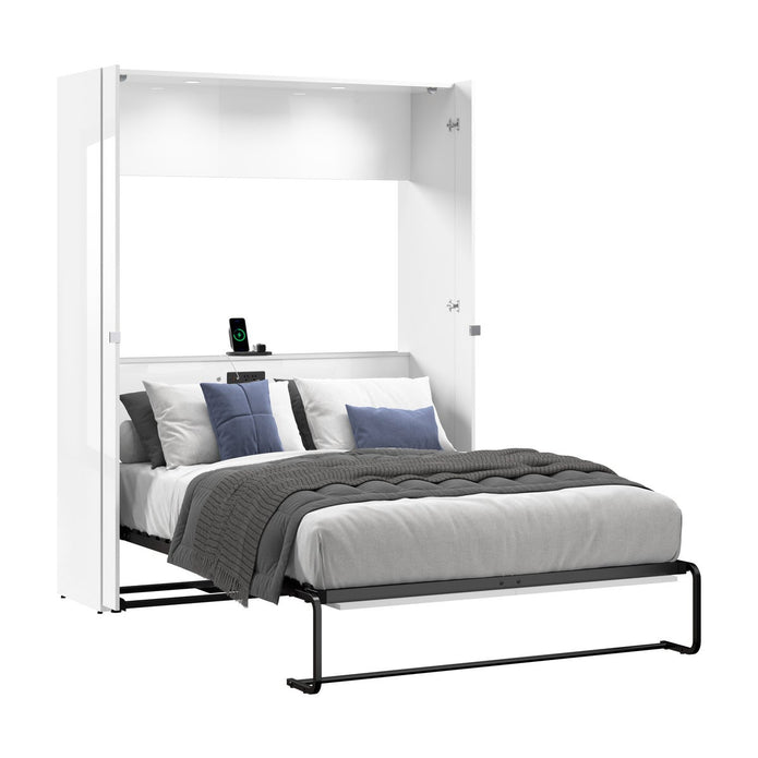 Bestar Avalon Double Wall Bed, White High Gloss finish