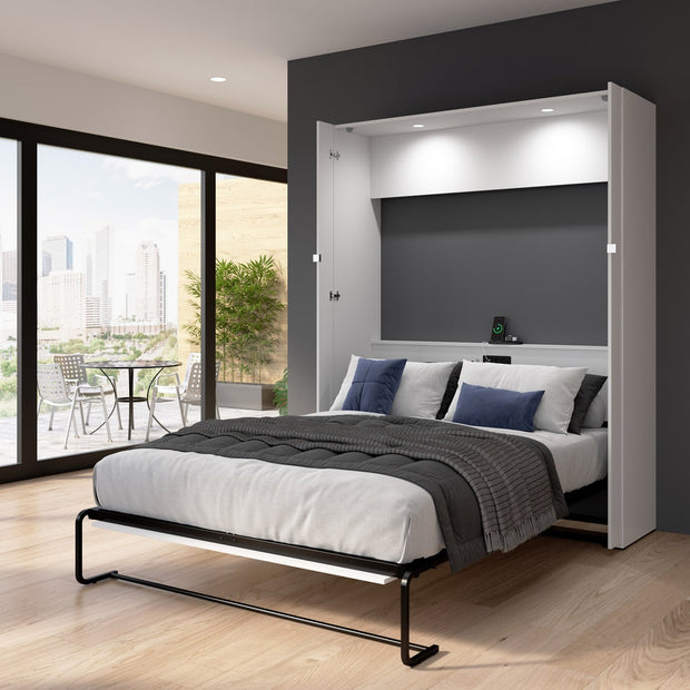 Bestar Avalon Queen Wall Bed, White High Gloss finish