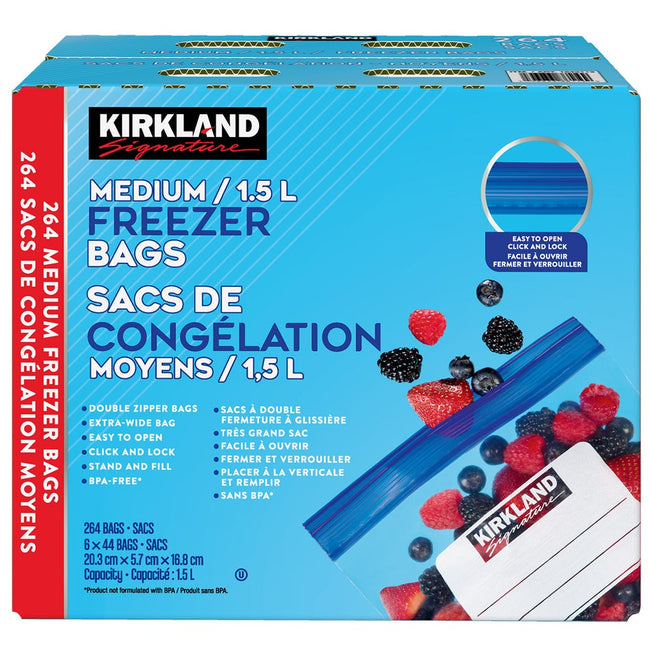 Kirkland Signature Medium Freezer Bags, 264-count