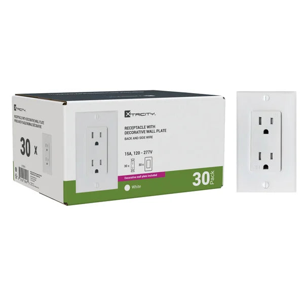 Xtricity - Decorative Duplex Receptacle TR 15 Amp, 30-pack