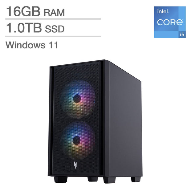 Acer Nitro 60 Gaming Desktop, Intel Core i5-14400F - 16 GB RAM, 1 TB SSD, NVIDIA GeForce RTX 5060 8 GB