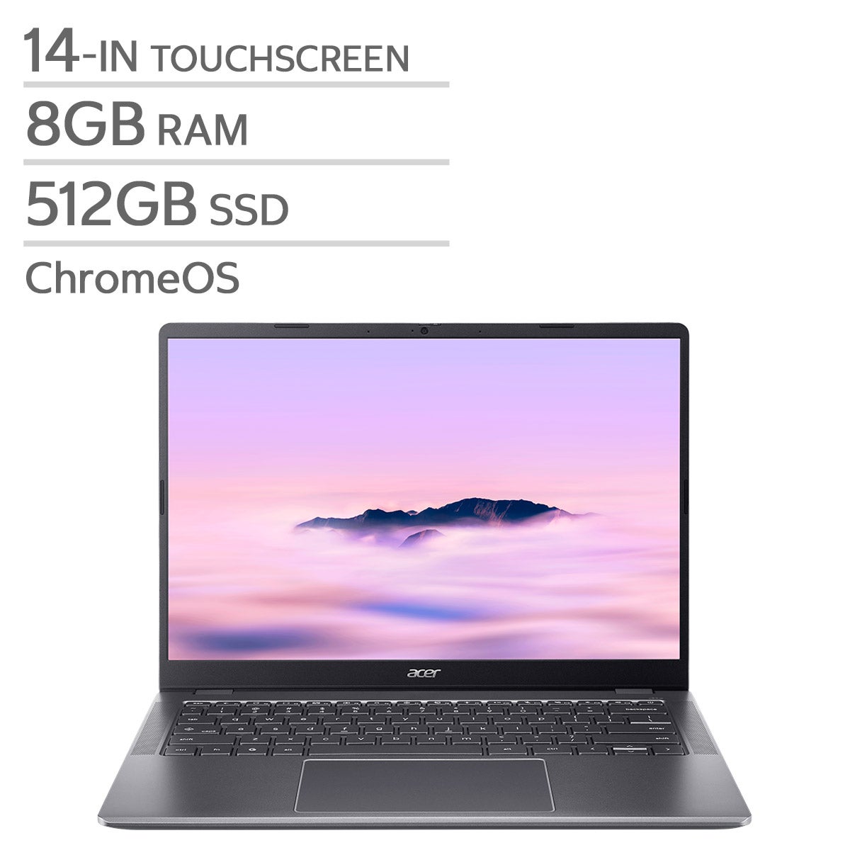 Acer Chromebook Plus 514 Bundle, 14-in. Touchscreen, Intel Core 3 N355 – 8GB RAM, 512GB SSD