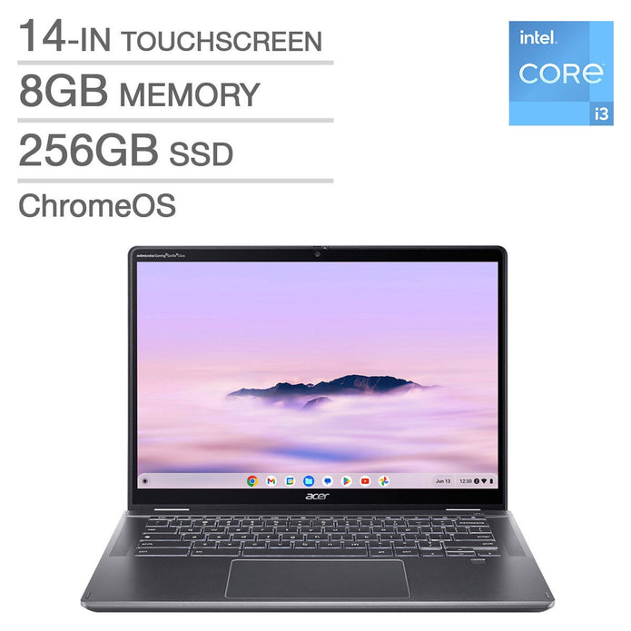 Acer Spin 514 14.0-in. Touchscreen Chromebook Plus Intel Core i3-1315U– 8GB RAM, 256GB SSD