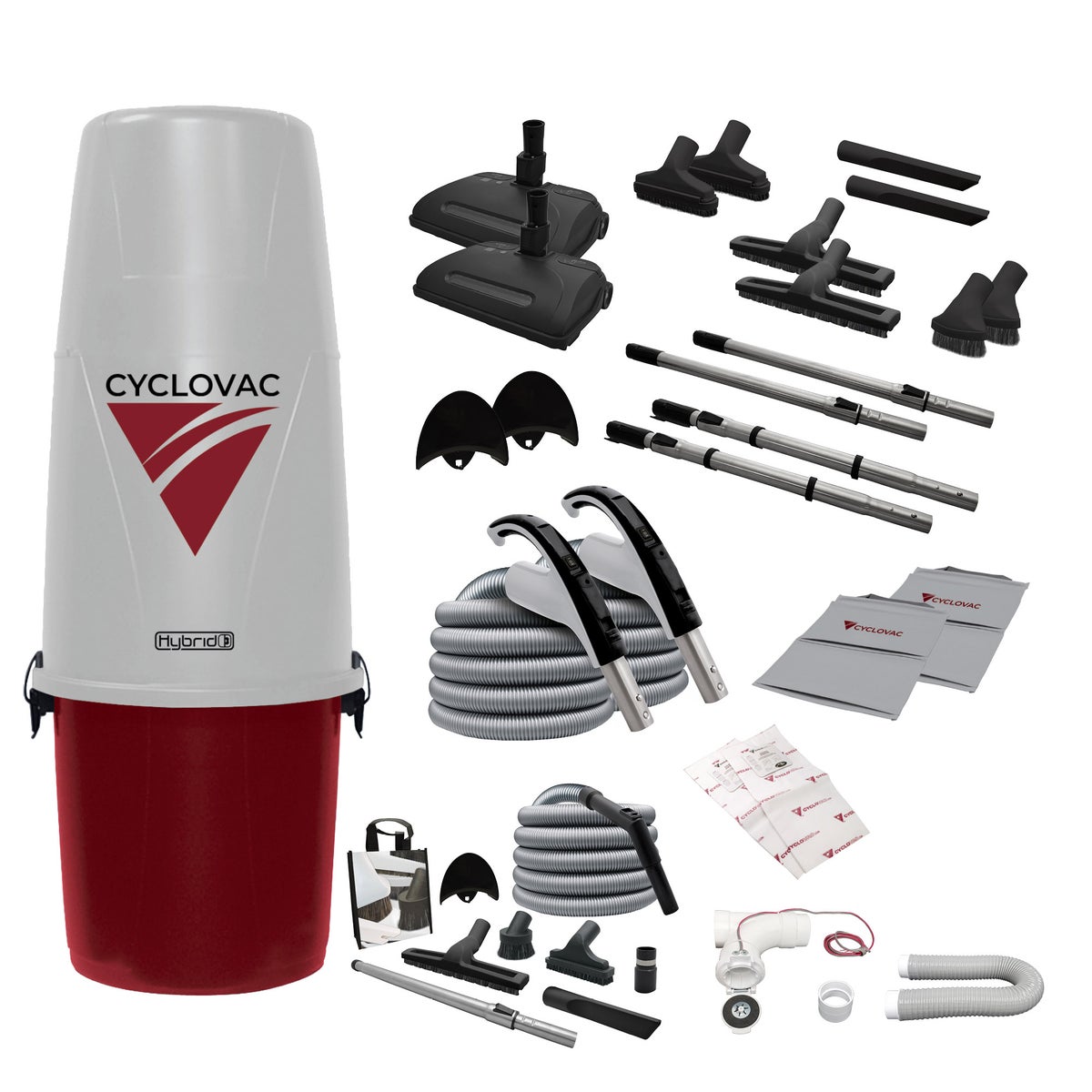 Cyclovac Nitro Max XL - Central Vacuum with 2 Electric Power Nozzles and 1 Garage Kit – 700 Airwatts