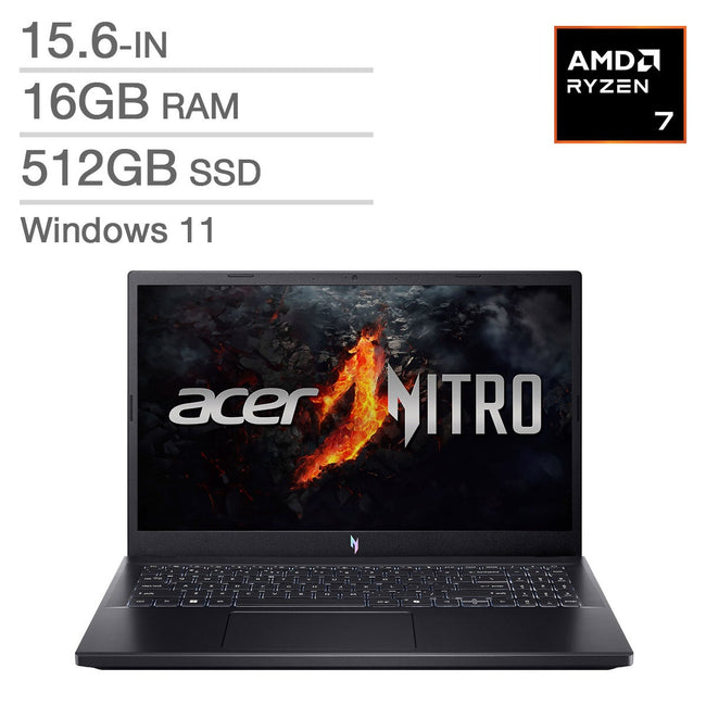 Acer Nitro Gaming Laptop, AMD Ryzen 7 7735HS – 16GB RAM, 512GB SSD, 4GB Nvidia RTX 3050